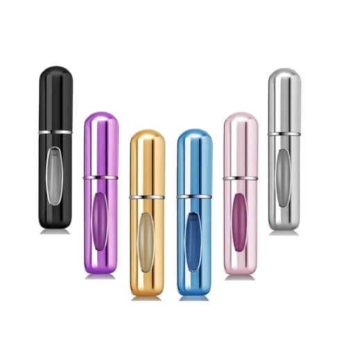 Mini Atomizador Perfume para Perfume,6PCS Multicolor Contenedor de Perfume spray de perfume,Perfumero Rellenable Aluminio,Autobombeo Dispensador de Perfume Portátil para Mujer y...