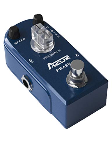 AZOR Vintage Phase Pedal Mini Analog Phaser Effect Pedal True Bypass Pure Signal Processing Adjustable Speed Feedback Compact Guitar Bass Effects Pedal for Stage Studio Practice