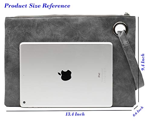 Image of Amaze Women's Oversized Envelope Clutch Purse, Large PU Leather Evening Bag with Wristlet Strap for Wedding & Party