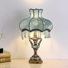 Antique Bronze Victorian Table Lamp,Gold Bead Tassels Vintage Bedside Lamp