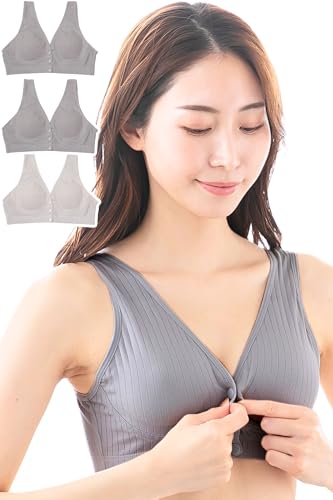 [LaLUCA GOODS] 授乳ブラ マタニティブラ コットン ナイトブラ 前開き ノンワイヤー ブラジャー 垂れ防止 産前 1枚/2枚/3枚セットの商品画像（Amazon）