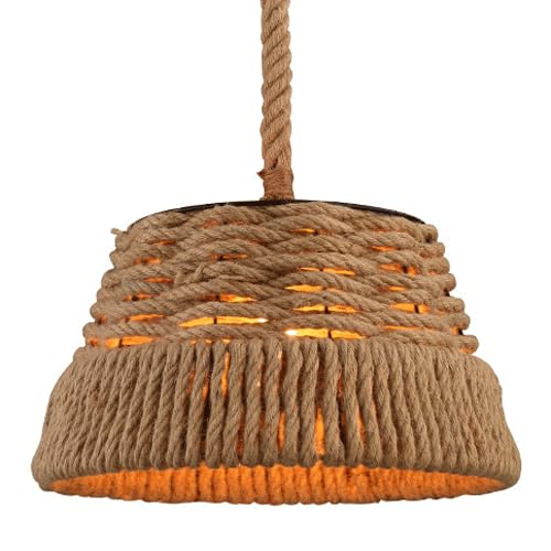 Lampe Suspendue en Corde de Chanvre HAIDU Lustre E27 Style Campagnard
