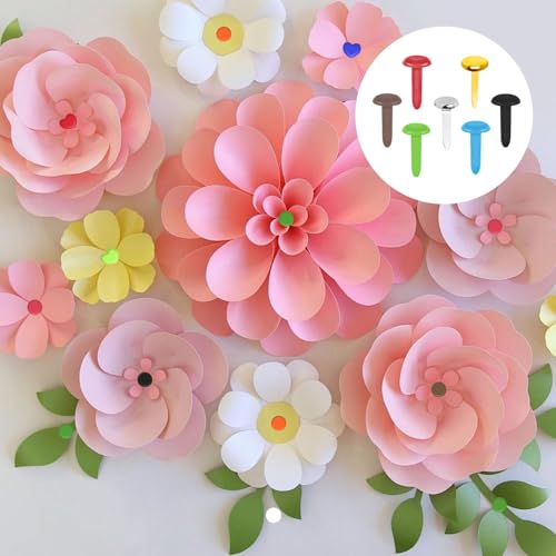 Nuyoah Musterbeutelklammern Bunt Musterklammern Mini Brads Runde Set 300Stk Rundkopfklammern Metall Flügelklammern Klein 8x18mm für Schule Büro Papier Briefklammern Basteln Handwerk DIY