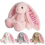 Customizedbee Personalized Bunny Stuffed Animal - Custom Name Embroidered Plush Rabbit, Soft Pink Plush Gift for Baby Girls, Newborn Shower, Birthday Gift for 1-5 Year Old Girl (Pink, 10/13/16 Inch)