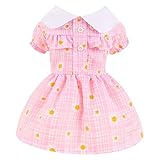 BAEJMJK Dog Dress for Small Dogs Daisy Floral Girl Puppy Dress Breathable Cute Princess Doggie Dresses Spring Summer Pet Cat Rabbit Clothes（Pink,X-Small）