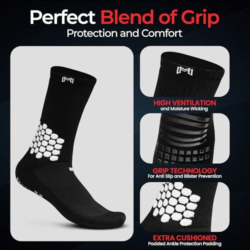 Ankle Protect Soccer Grip Socks (Black) + PreCut Soccer Sock Sleeve (White)4