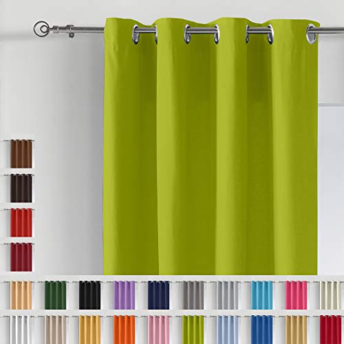 Barceló Hogar - Cortina Loneta Basic, 1 Unidad, Confeccionada 8 Ollaos de 40 mm, Medida 1,40x2,60 MT, Cortina Opaca Color Pistacho para Habitación, Salón o Dormitorio de Fácil Colocación.