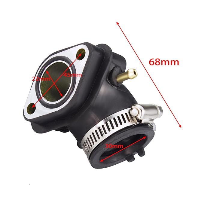 WOOSTAR 16mm Carburetor Intake Manifold For GY6 50cc Scooters (Fits Taotao, Sunl, TNG Mopeds & ATVs)