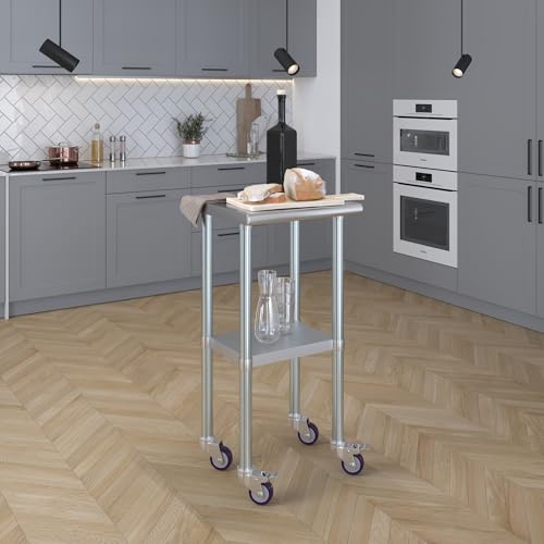 Image of AmGood 18 inch Long x 18 inch Deep Stainless Steel Table with Casters
