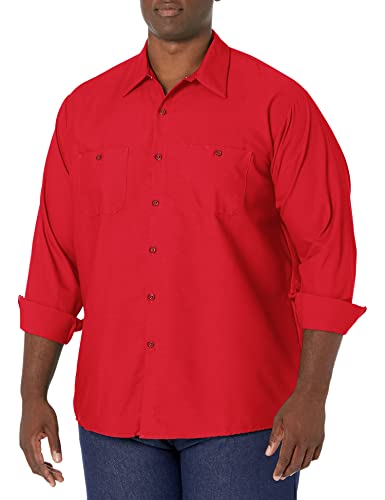 Image of Red Kap Men's Long Sleeve Industrial Work Shirt | Moisture Wicking Button Up, Wrinkle Resistance Fights Fading & Stains