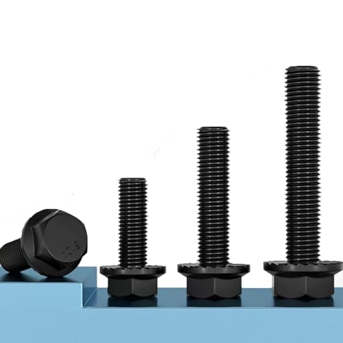 Image of M8-1.25 x 40 mm Flanged Hex Head Bolts Flange Hexagon Screws, Full Thread, Alloy Steel, Zinc Plated, Quantity 15