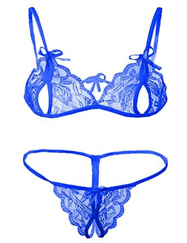 Image of Xs and Os Lace Bra Panty Peek-A-Boo Lingerie Set