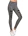 SweatyRocks Legging Women Grey Knit Mesh Insert Ripped Tights Yoga Slim Pants L