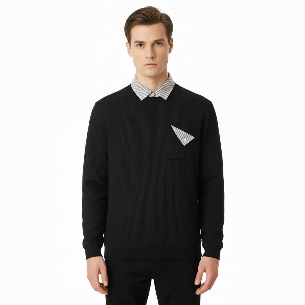 Men’s Beige Sweatshirt Top with Modern Collar Accent-picture-50