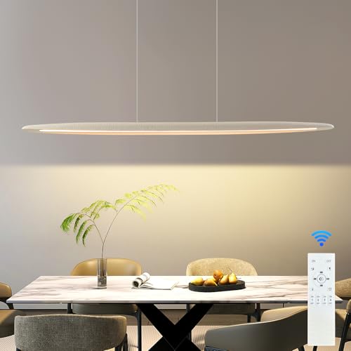JAYMP 51" White Minimalist Linear Pendant Light, Dimmable LED Modern