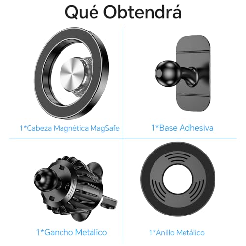 Miniatura 8 de Coolpow Soporte Movil Coche Magsafe Super Imanes Soporte Magnetico Movil Coche,Suporte Telemovel Carro 360 Rotación Soporte Movil Auto Iman Accesorios Coche Interior Para Iphone 17 16 Salpicadero