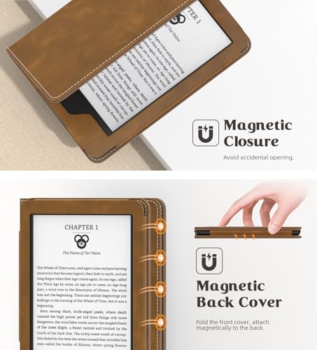 Image of MoKo Case for All-New 6 inch Kindle(11th Generation, 2024 /2022 Release) /(10th /8th Gen, 2019 /2016), Ultra Lightweight PU Shell Cover with Auto Wake /Sleep for Kindle 2024, Brown