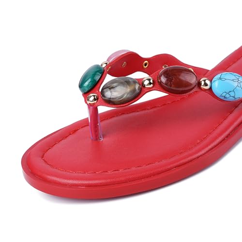 Image of DREAMSTORY Womens Beaded Flip Flops Beach Jeweled Thong Sandals