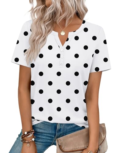 Zeagoo Womens Summer Tops V Neck Short Sleeve Shirts Dressy Casual Blouse Spring Vacation Tshirts Clothes