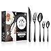 vancasso Ménagère 30 Pièces en Acier Inoxydable, Service de Couverts 6 Personnes, Couverts de Table Inox Comprenant 1 Couteau, 2 Fourchette, 2 Cuillère, Lavable au Lave-Vaisselle, Noir