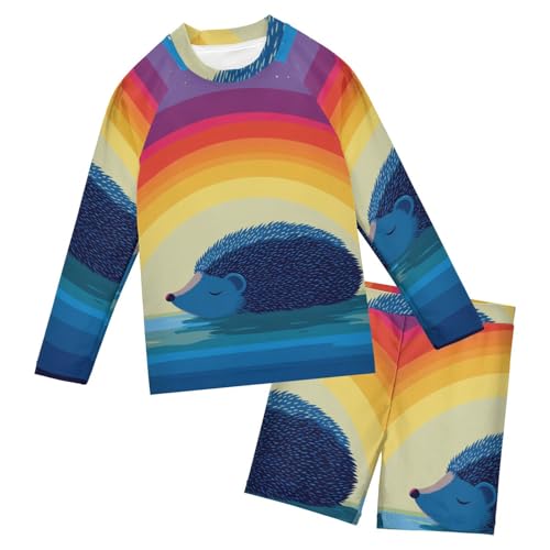 Traje de baño de dos piezas para niños Lazy Ocean con protección UV y manga larga de erizo