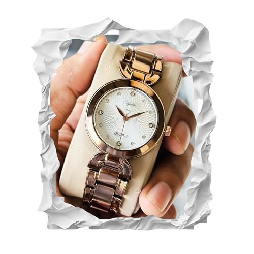 Image of styledose Women Analogue Wrist Watches for Women's & Girls&Ladies Diamond Studded Dial Rosegold Colored Stylish Bracelet Strap