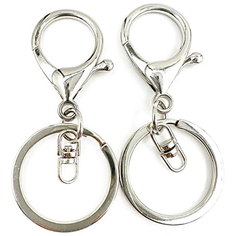 YIXI-SBest 10Pcs Lobster Clasps Swivel Hooks, Lobster Clasp Swivel Trigger Clips with Flat Split Keychain Ring and 8 Shap Swivel Clasps Hook Clips for DIY Craft Making (Silver-1) Cover