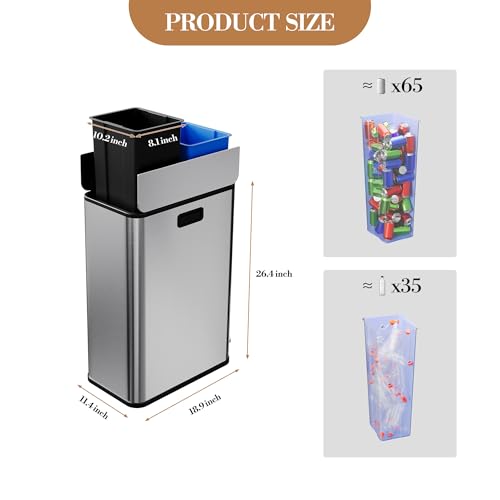 Caneca de basura doble 15 gal con pedal y cubetas extraíbles miniatura 6