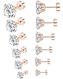 YOVORO 6-12 Pairs 18-20G Stainless Steel Stud Earrings for Men Women Cartilage Ear Piercings Helix Tragus Barbell 3-8mm