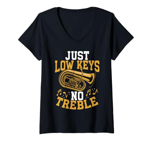 Mujer Tuba Marching Band Divertido Instrumento Gráfico Tuba Player Camiseta Cuello V