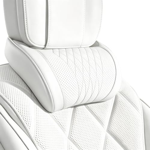 TEAL LAUREL Universal Memory Foam Car Headrest Neck Pillow, White