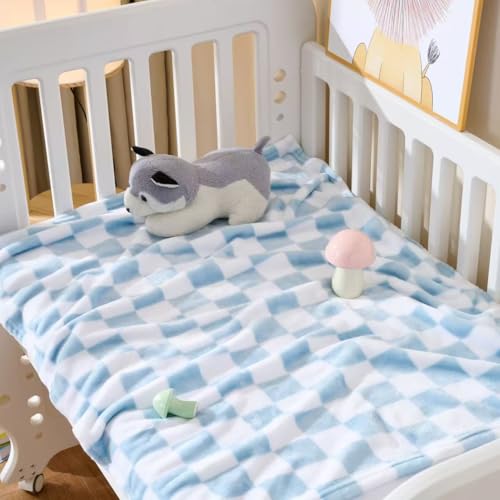 Yagle Mate 4 Pcs Baby Blankets, Fluffy Small Crib Baby Blankets for Boys, Fleece Checkered Blanket, Toddler Receiving Blankets 30×40 - Thumbnail 2