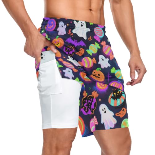Short de sport double couche pour homme anti-humidité et doublure de compression