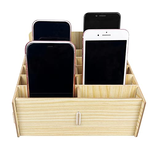 Hejall Wooden Desktop Storage Box Mobile Phone Management Storage Box Creative Desktop Office Meeting Finishing Grid Multi Cell Phone Rack Display (12 Grids) #TOP17