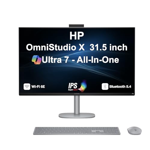Image of HP OmniStudio X All-in-One Desktop PC 31.5 inch 4K UHD Display | Intel Ultra 7-256V, 16GB LPDDR5X, 8TB PCIe SSD, 5MP IR Webcam, WiFi 6E+BT 5.4, Dual 5W Speakers, Win11 Pro, Wireless KB /Mouse