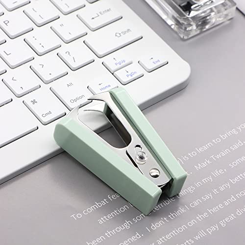 Mint Green Desk Stapler Staples Remover Set Clear Acrylic Body Metallic Stapler Manual Stapling Tool With Staple Remover Kit For Home School Office Desktop Accessories Stationery Supplies (Mint Green) #TOP2