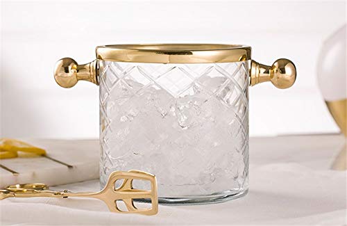 Fzzdp Handmade Brass Glass Ice Bucket With Ice Clip Dining Table Cooler Wine Wine Rack Ice Bucket Champagne Can Cooler #TOP7