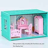 KARLOR Dollhouse Furniture Set, 4 Piece Miniature Furniture Set, Pink Bed Dressing Table Cabinet Chair, 1:12 Dollhouse Accessories Mini Furniture Bedroom Girls Doll Furniture (Bedroom) - Image 8