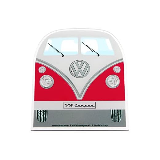 Brisa VW Collection - Volkswagen Furgoneta Hippie Bus T1 Van Raspador de Hielo de Policarbonato Resistente, Rascador para Hielo y Nieve, Rasqueta para Parabrisas, Accesorios de Coche (Rojo)