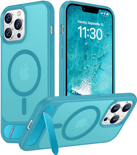Image of Magnetic Compatible with iPhone 13 Pro Max Case, [Built-in Invisible Kickstand][Compatible with MagSafe] [Military Grade Shockproof] Slim Translucent Matte Phone Case for iPhone 13 Pro Max 6.7 inch