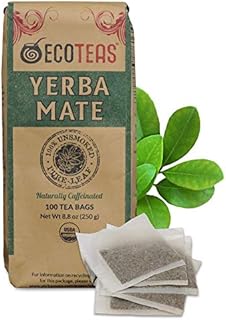 ECOTEAS - Unsmoked Yerba Mate Tea - Yerba Mate Tea Bags - Yerba Mate Tea - Detox Tea - Hi Caf Tea - Organic Tea - Organic Detox Tea - Yerba Mate Unsmoked - Yerba Mate - 100 Tea Bags, 8.8 oz