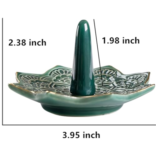 Image of Ceramic Mandala Ring Holder Dish, Decorative Jewelry Holder Trinket Tray Room Decor, Engagement Wedding Birthday Gifts for Women Girls (Green)