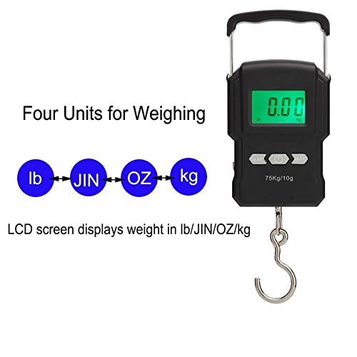 Electronic Hanging Scale 75kg Digital Fishing Luggage Travel Weighting Steelyard Hook Kitchen Weight Measure Tape image 4