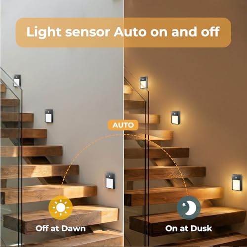 Image of VST Motion Sensor Step Night Lights, Rechargeable Battery Powered Stair Lights with Magnetic Suck Installation for Indoor Bedroom Hallway Stair Nursery Kids Room (2.68 inch 3000K 3Pack Black)
