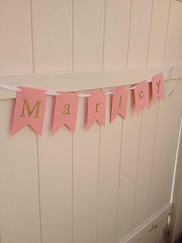 Pink and Gold name banner- Baby shower, little girl room