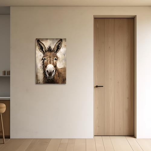 ZXHYWYM Esel Leinwandbilder lustige Esel Bilddrucke rustikales Tierporträt Poster Bauernhaus Badezimmer Dekor Gerahmt (Bild-2, (30.00 x 45.00 cms))