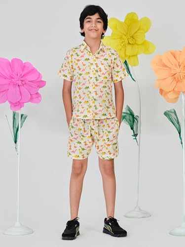 Image of Trampoline Boys Shirt and Shorts Set | Soft Cotton Summer Outfit for Kids | Printed Shirt with Shorts | Comfortable for Day Events, Birthdays & Family Functions