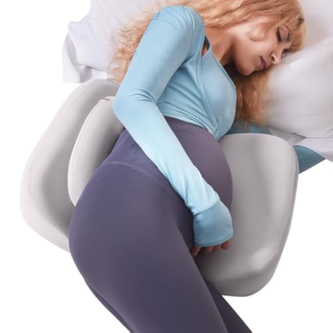 Pregnancy Wedge Pillows for Sleeping, Upgraded Memory Foam Maternity Pillow, Pregnancy Body Pillow for Pregnant Women with Cooling Removable, Washable Cover, Support for Belly,Back (Light Grey)