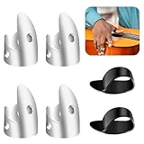 6 Stainless Steel Thumb Picks - Flat, Adjustable Bass & Mandolin Finger Picks for Guitar, Banjo, Mountain Dulcimer - Silver & Black