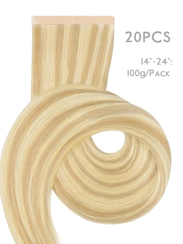 Image of WENNALIFE 3.15 inch Wide Tape in Hair Extensions Human Hair, Tape in Weft